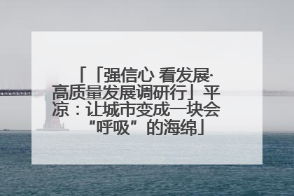 「强信心 看发展·高质量发展调研行」平凉：让城市变成一块会“呼吸”的海绵