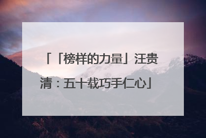 「榜样的力量」汪贵清：五十载巧手仁心