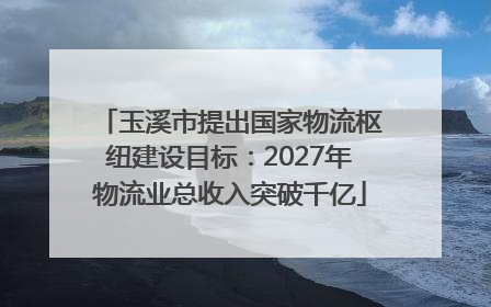 玉溪市提出国家物流枢纽建设目标：2027年物流业总收入突破千亿