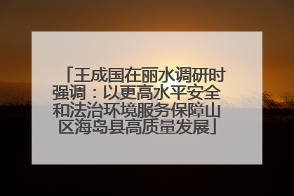 王成国在丽水调研时强调：以更高水平安全和法治环境服务保障山区海岛县高质量发展