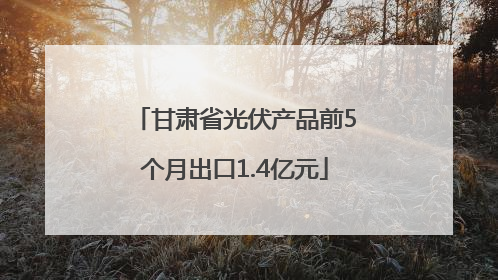 甘肃省光伏产品前5个月出口1.4亿元