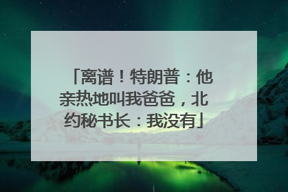 离谱！特朗普：他亲热地叫我爸爸，北约秘书长：我没有