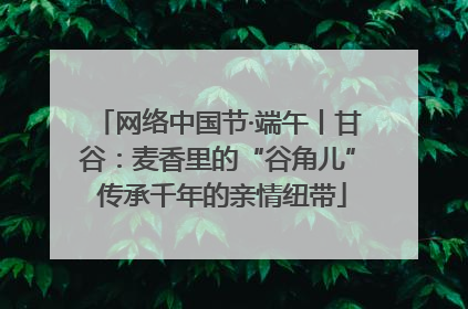 网络中国节·端午丨甘谷：麦香里的“谷角儿” 传承千年的亲情纽带