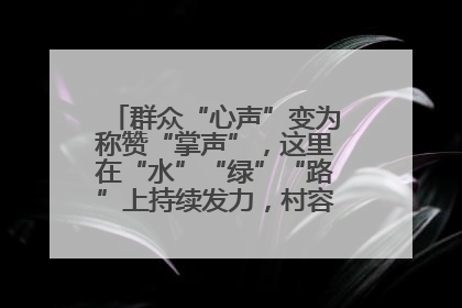 群众“心声”变为称赞“掌声”，这里在“水”“绿”“路”上持续发力，村容村貌焕然一新