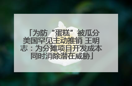 为防“蛋糕”被瓜分 美国罕见主动推销 王明志：为分摊项目开发成本同时消除潜在威胁