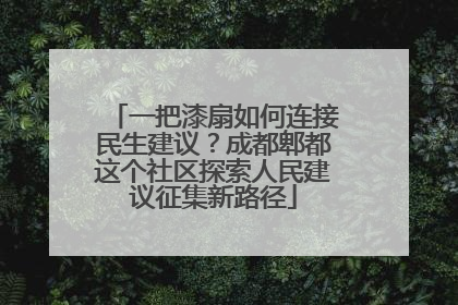 一把漆扇如何连接民生建议？成都郫都这个社区探索人民建议征集新路径