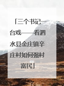 三个书记一台戏——看泗水县金庄镇辛庄村如何强村富民