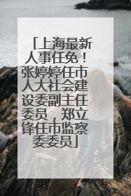 上海最新人事任免！张婷婷任市人大社会建设委副主任委员，郑立锋任市监察委委员