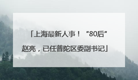 上海最新人事！“80后”赵亮，已任普陀区委副书记