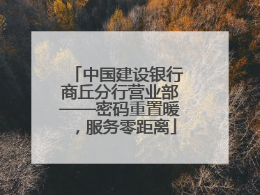 中国建设银行商丘分行营业部——密码重置暖，服务零距离