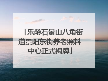 乐龄石景山八角街道景阳东街养老照料中心正式揭牌