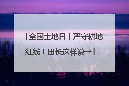 全国土地日丨严守耕地红线！田长这样说→