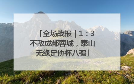 全场战报｜1：3不敌成都蓉城，泰山无缘足协杯八强