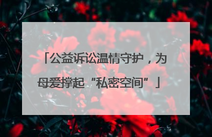 公益诉讼温情守护，为母爱撑起“私密空间”
