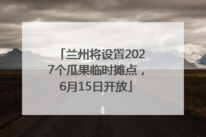 兰州将设置2027个瓜果临时摊点，6月15日开放