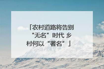 农村道路将告别“无名”时代 乡村何以“著名”