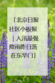 北京日报社区小板报｜入汛最强降雨昨日落在东华门