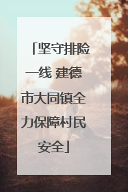 坚守排险一线 建德市大同镇全力保障村民安全