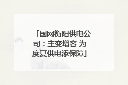 国网衡阳供电公司：主变增容 为度夏供电添保障