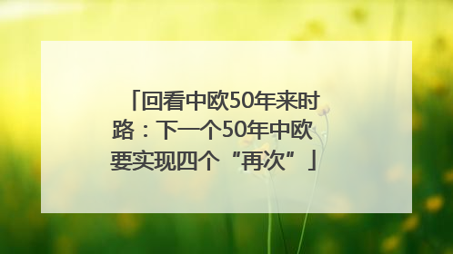 回看中欧50年来时路：下一个50年中欧要实现四个“再次”