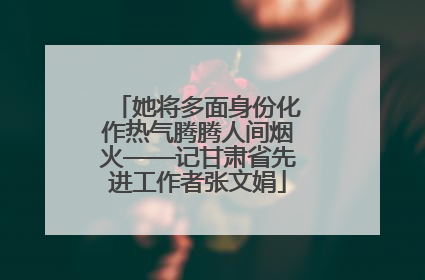 她将多面身份化作热气腾腾人间烟火——记甘肃省先进工作者张文娟