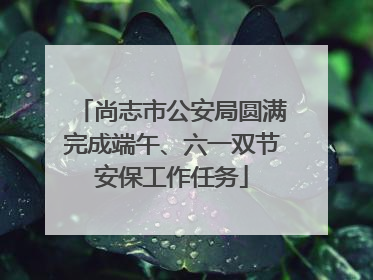 尚志市公安局圆满完成端午、六一双节安保工作任务