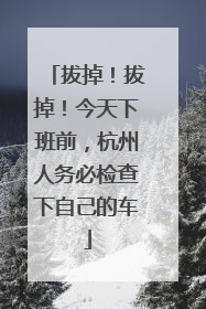 拔掉！拔掉！今天下班前，杭州人务必检查下自己的车