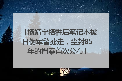 杨靖宇牺牲后笔记本被日伪军警掳走，尘封85年的档案首次公布