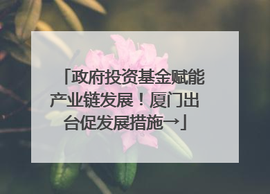 政府投资基金赋能产业链发展！厦门出台促发展措施→