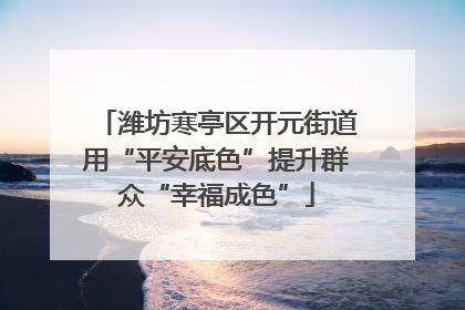 潍坊寒亭区开元街道用“平安底色”提升群众“幸福成色”