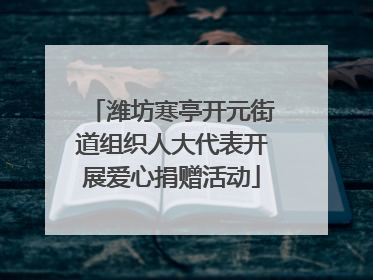 潍坊寒亭开元街道组织人大代表开展爱心捐赠活动