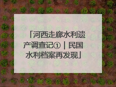 河西走廊水利遗产调查记①｜民国水利档案再发现