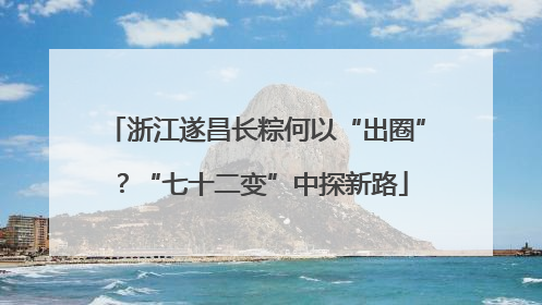 浙江遂昌长粽何以“出圈”？“七十二变”中探新路
