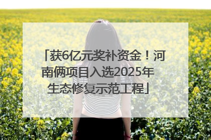 获6亿元奖补资金！河南俩项目入选2025年生态修复示范工程