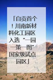 自贡首个！川南新材料化工园区入选“一园一策一图”国家级试点园区