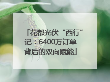 花都光伏“西行”记：6400万订单背后的双向赋能