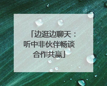 边逛边聊天：听中非伙伴畅谈合作共赢