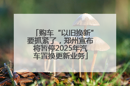购车“以旧换新”要抓紧了，郑州宣布将暂停2025年汽车置换更新业务