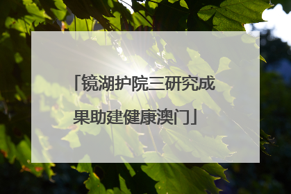 镜湖护院三研究成果助建健康澳门