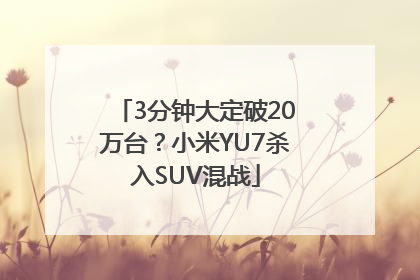 3分钟大定破20万台？小米YU7杀入SUV混战
